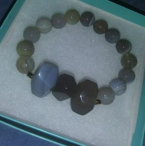 Handmade Natural stones, Purple & Grey, stretch bracelet